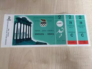 Билет Югославия - Турция 1960 Олимпиада