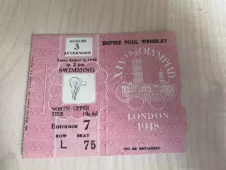 Билет Олимпийские Игры 1948 Лондон - плаванье 3.08.1948 #2