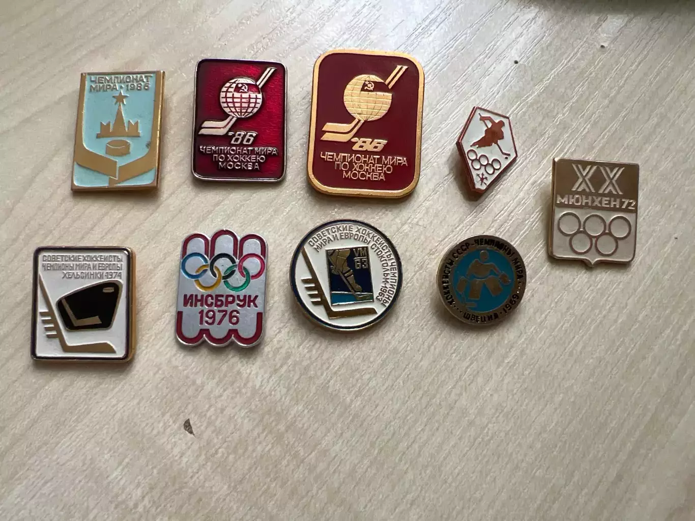 Знак 9шт - Олимпиада, хоккей чемпионат мира