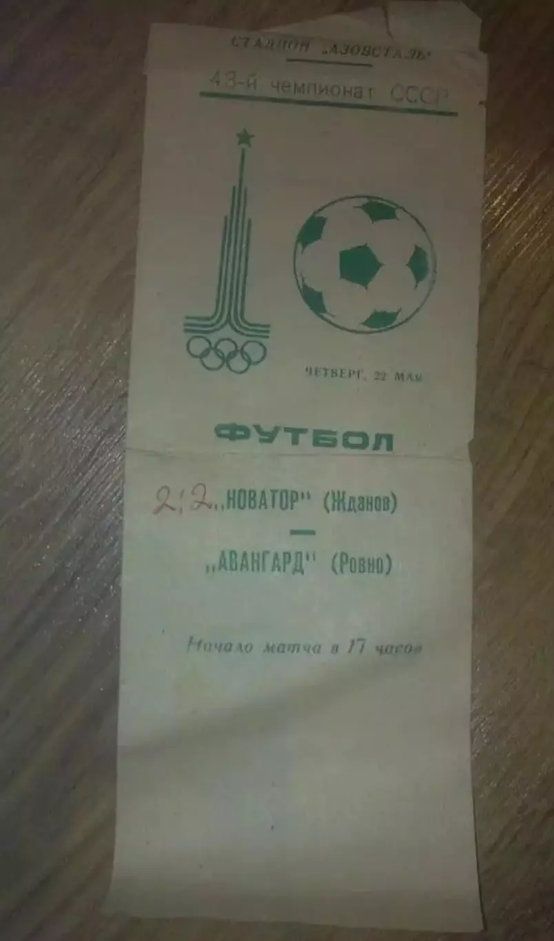 Новатор Жданов Мариуполь - Авангард Ровно 1980