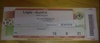 Билет Легия Польша - Аустрия Австрия - 2004