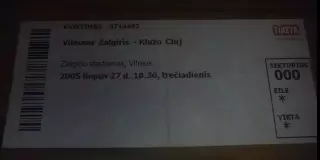 Билет Жальгирис Литва - Клуж Румыния - 2005