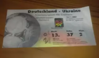 Билет Германия - Украина 2001