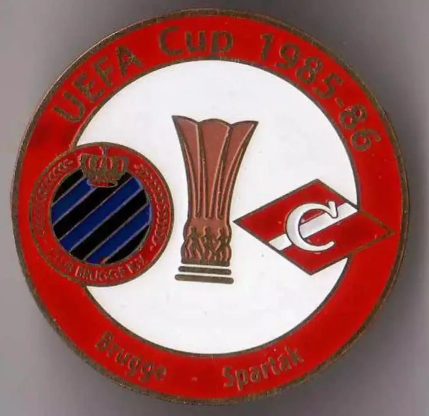 Знак футбол. Брюгге Бельгия - Спартак Москва 1985-1986