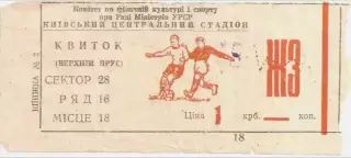 Билет СССР - Ирландия 1975 Киев