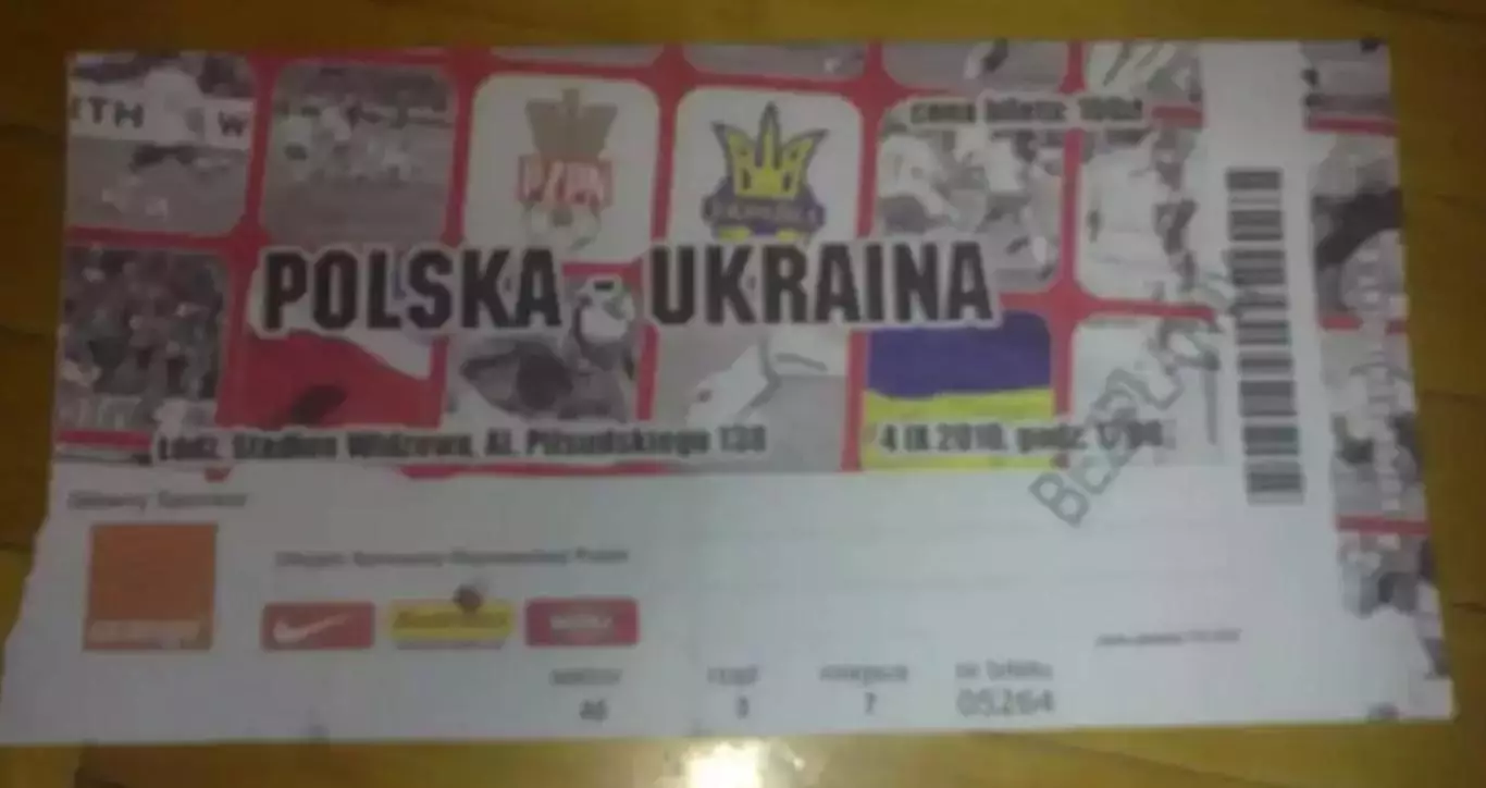 Билет Польша - Украина 2010