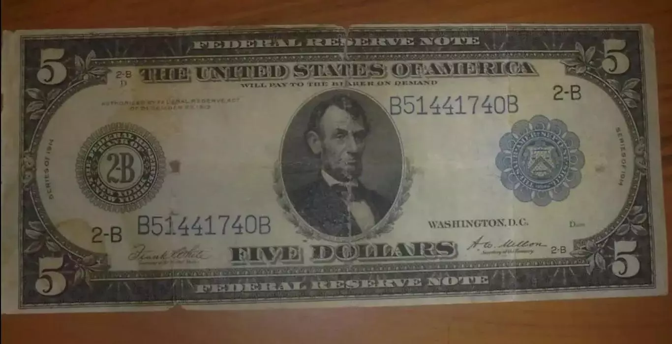 5 Долларов / Dollars (США USA) 1914