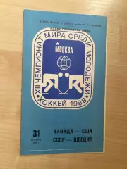 Хоккей. СССР - Швеция + Канада - США 1987 (1988) мол чемпионат мира