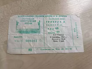 Билет СССР - Франция 1987