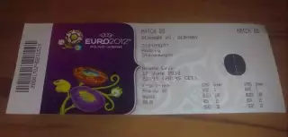 Билет Дания - Германия 2012 ЕВРО 2-й вид Львов