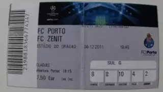 Билет Порту Португалия - Зенит Санкт-Петербург 2011-2012