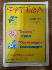 Волынь Луцк - ФК Александрия 2002-2003