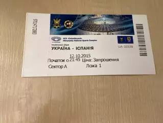 Билет Украина - Испания 2015 Киев #3