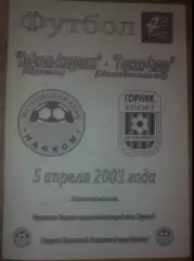 Нафком-Академия Ирпень - Горняк-Спорт Комсомольск 2002-2003