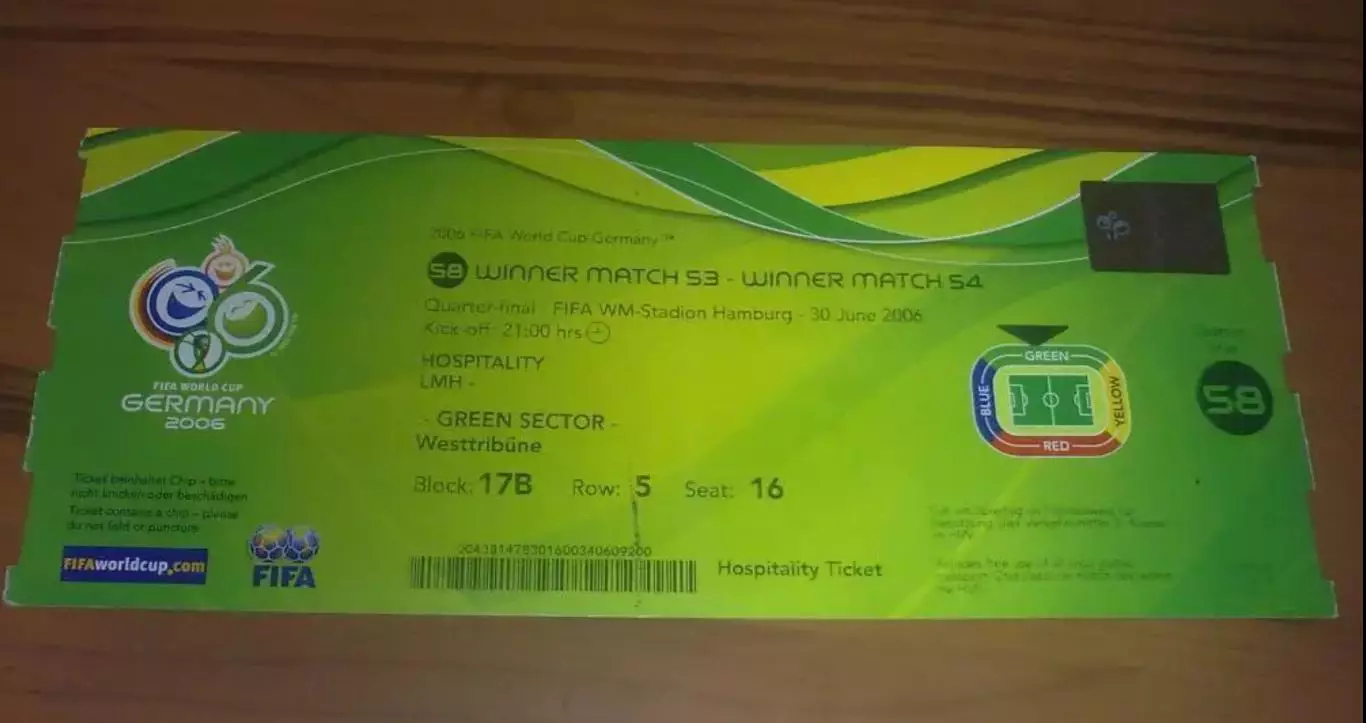 Футбол. Билет Украина - Италия 2006 Чемпионат Мира в Германии