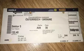 Билет Австрия - Украина 2012
