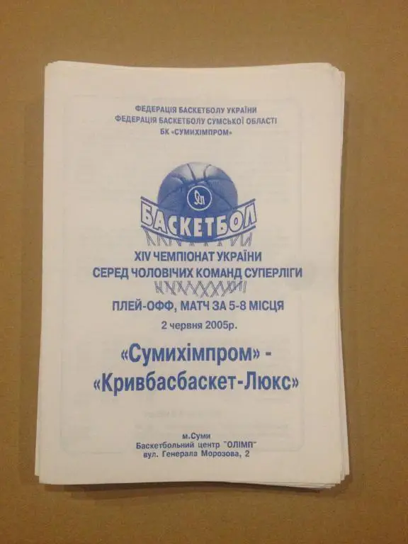 Баскетбол. Сумыхимпром Сумы - Кривбасбаскет Кривой Рог 2004-05