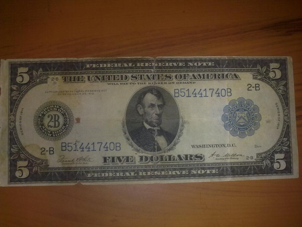 5 Долларов / Dollars (США USA) 1914