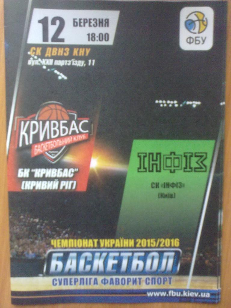 Баскетбол. Кривбасс Кривой Рог - Инфиз Киев 2015-16 (2)