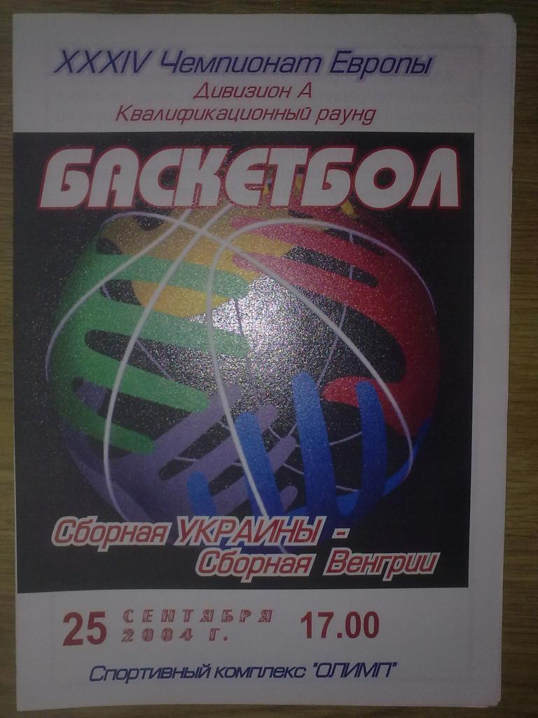 Баскетбол. Украина - Венгрия 2004