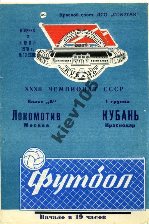 Кубань Краснодар - Локомотив Москва 1970