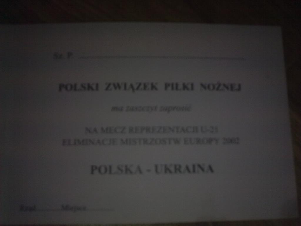 Билет VIP Польша U-21 - Украина U-21 2001 1