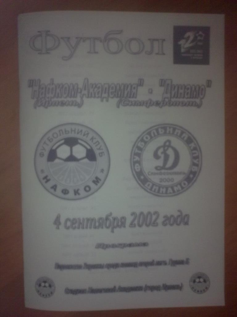 Нафком-Академия Ирпень - Динамо Симферополь 2002-2003