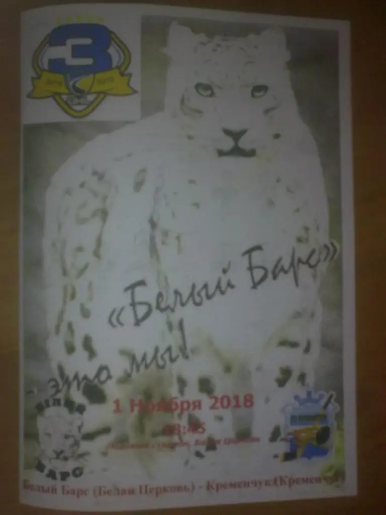 Хоккей. Программа Белый Барс Белая Церковь - Кременчуг 2018-2019 (2)