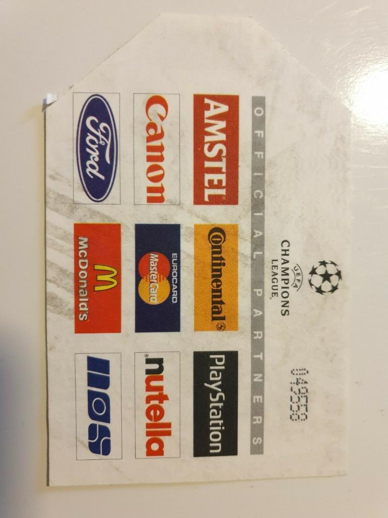 Билет ПСВ Нидерланды - Динамо Киев Украина 1997-1998 (2) 1