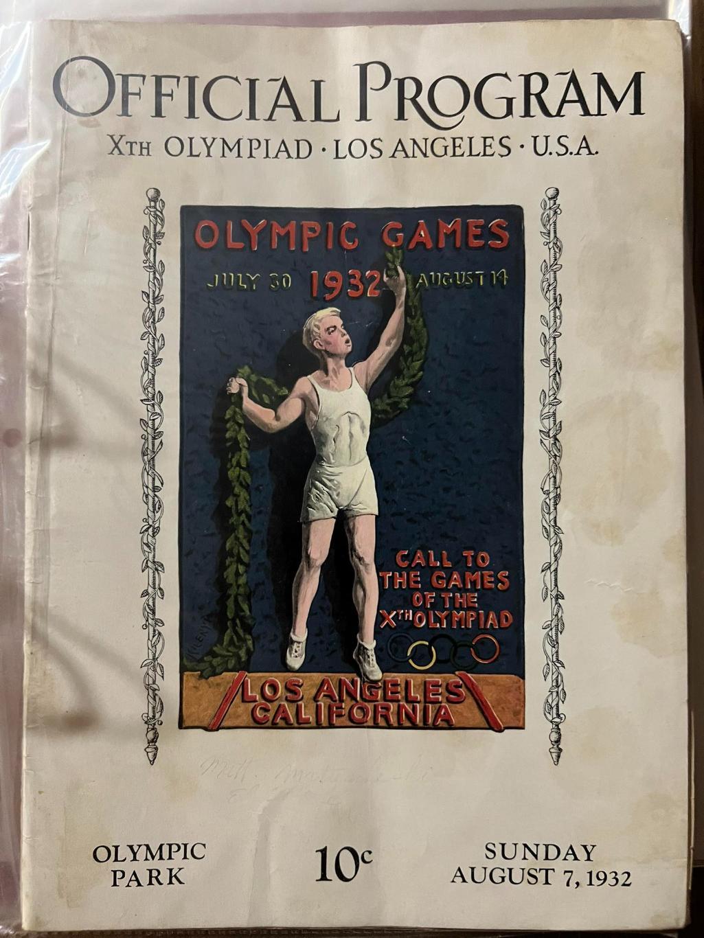 Программа Олимпийские Игры 1932 Лос-Анджелес США - 7.08.1932