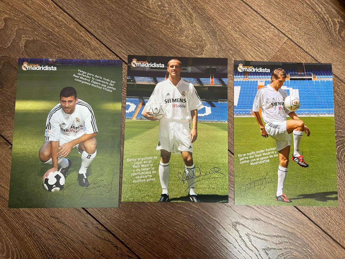 Футбол. Карточки Реал Мадрид 3шт (2004 год) автографы напечатаны