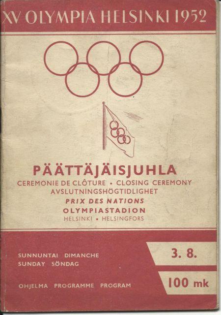 Программа Олимпийские Игры 1952 - Церемония Закрытия