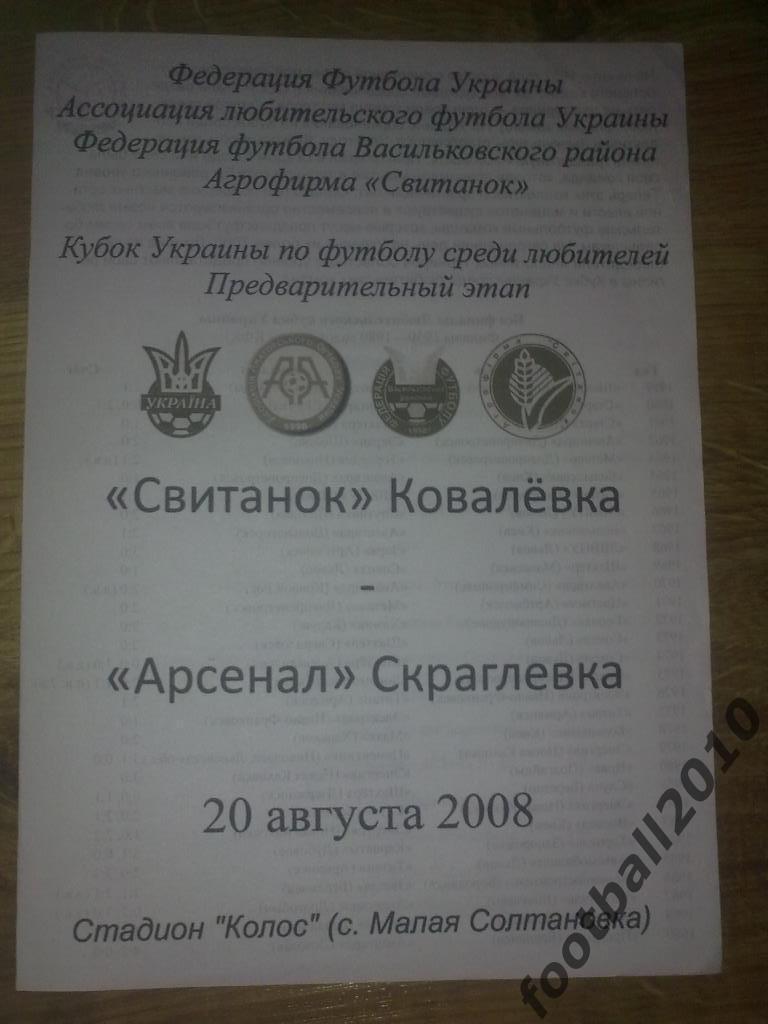 Свитанок Ковалевка - Арсенал Житомирская область 2008 аматоры кубок