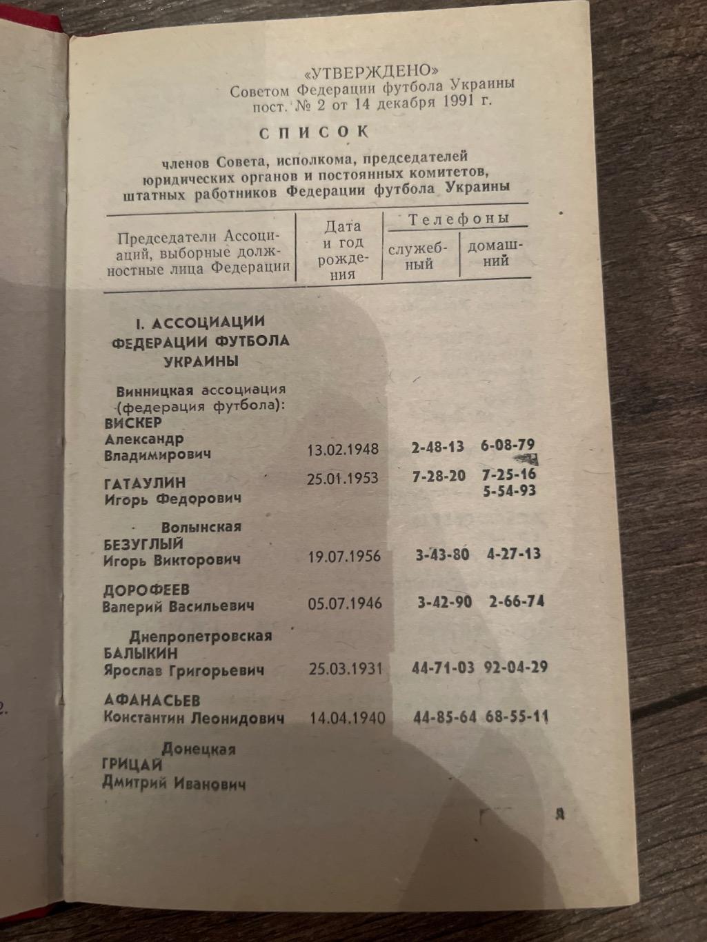 Футбол. Руководство - Справочник ФФУ Украина 1992 1