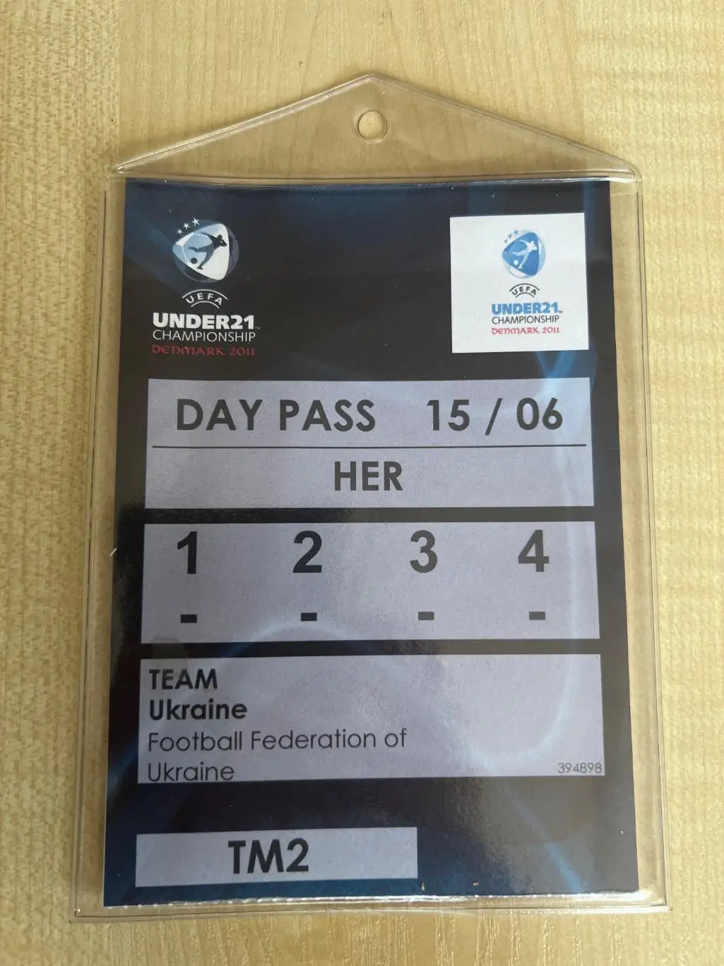 Билет (пропуск игрока сборной Украины) Чемпионат Европы 2011 Дания