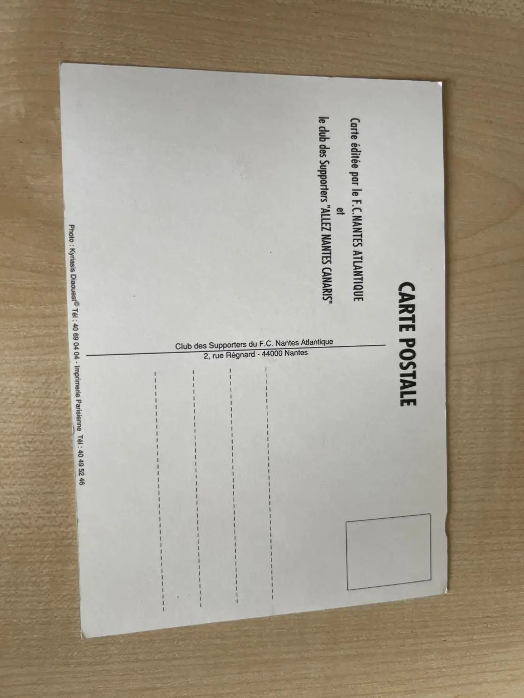 Футбол. Карточка (открытка) Нант Франция 1993-1994 1