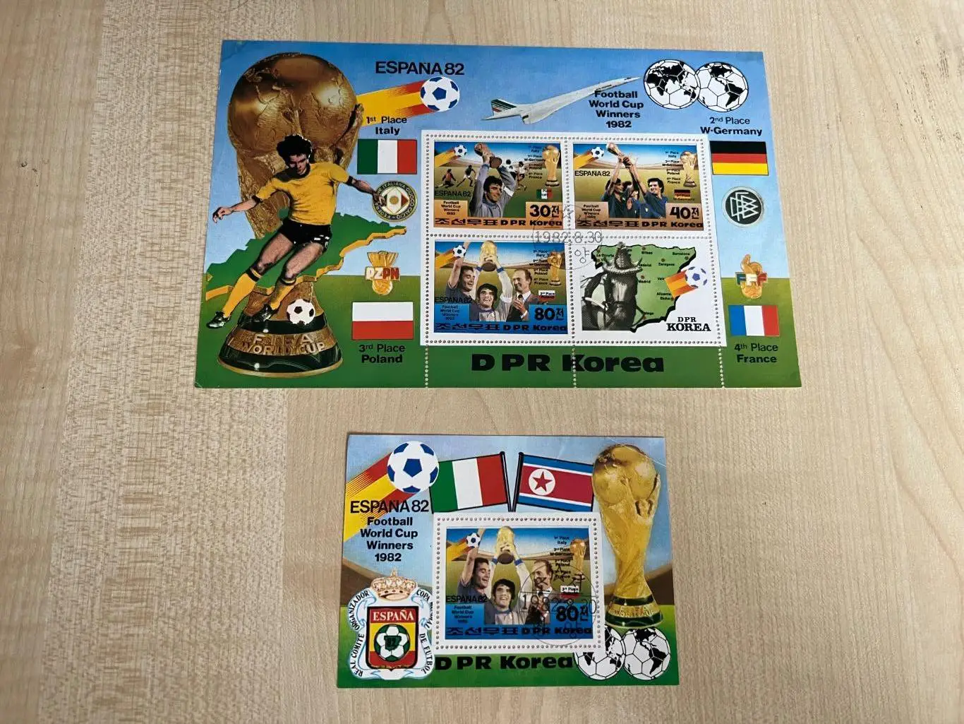 Марки Чемпионат Мира 1982 Испания - 2 Блока, КНДР