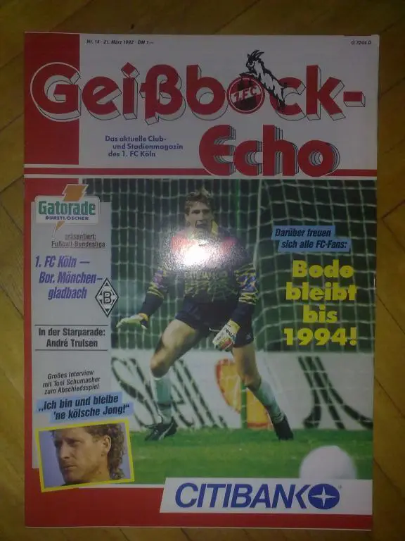 Программа (клубный журнал) из Германии. Кельн - Боруссия 1992