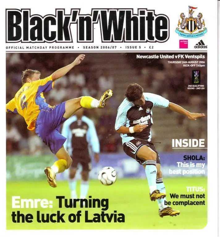 Ньюкасл Юнайтед - Вентспилс Латвия 2006 кубок УЕФА
