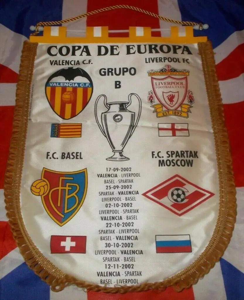 Вымпел Валенсия - Ливерпуль - Базель - Спартак Москва 2002 Лига Чемпионов