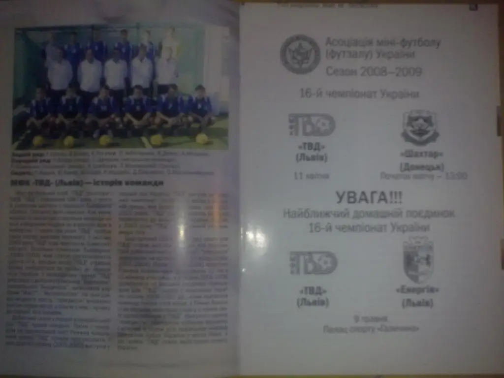 Мини-футбол. ТВД Львов - Шахтер Донецк 2008-2009
