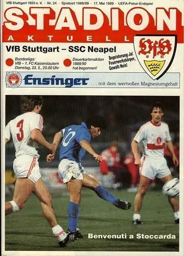 Штутгарт Германия - Наполи Италия 1989 финал Кубок УЕФА