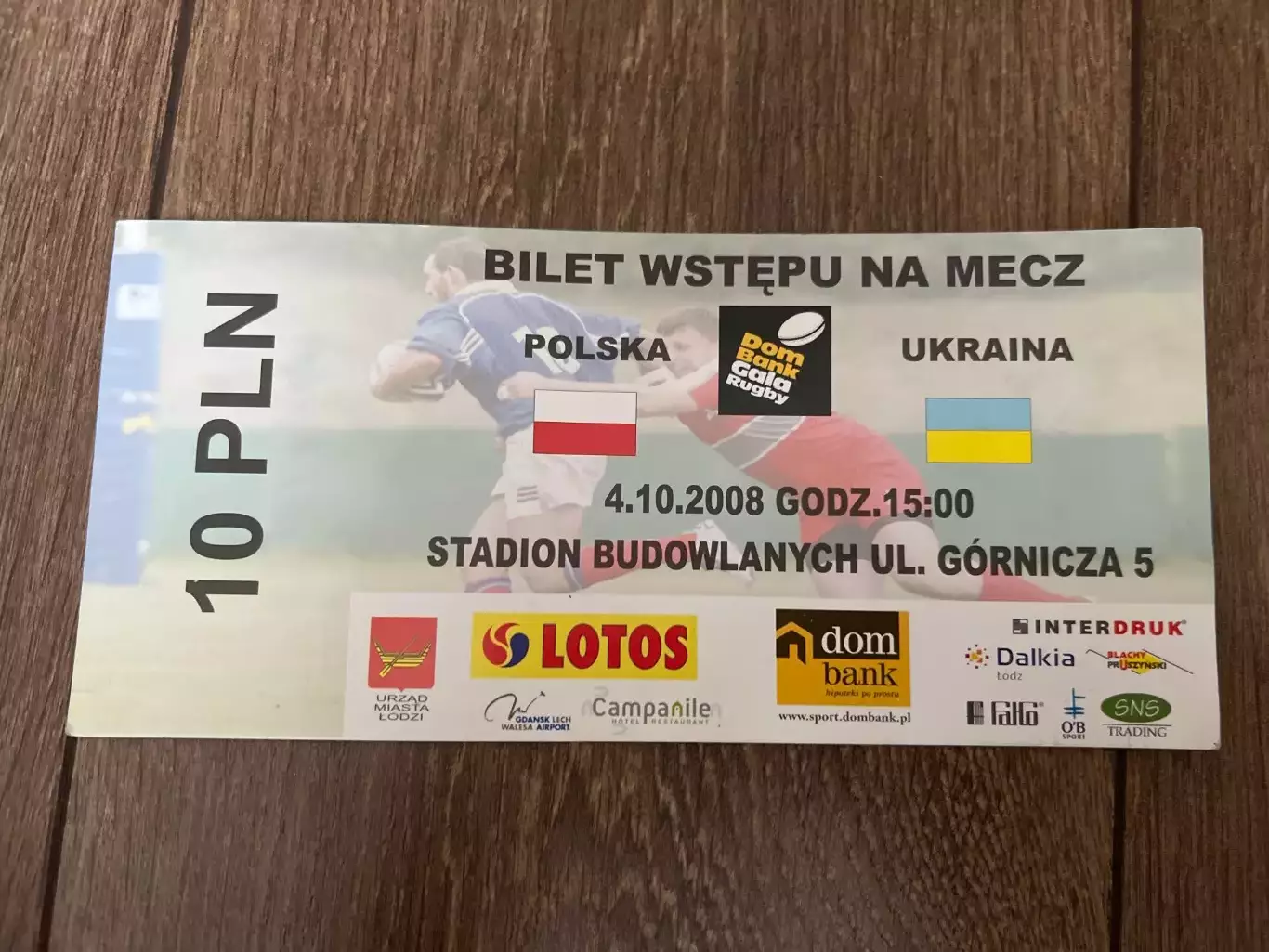 Билет Регби Польша - Украина 2008