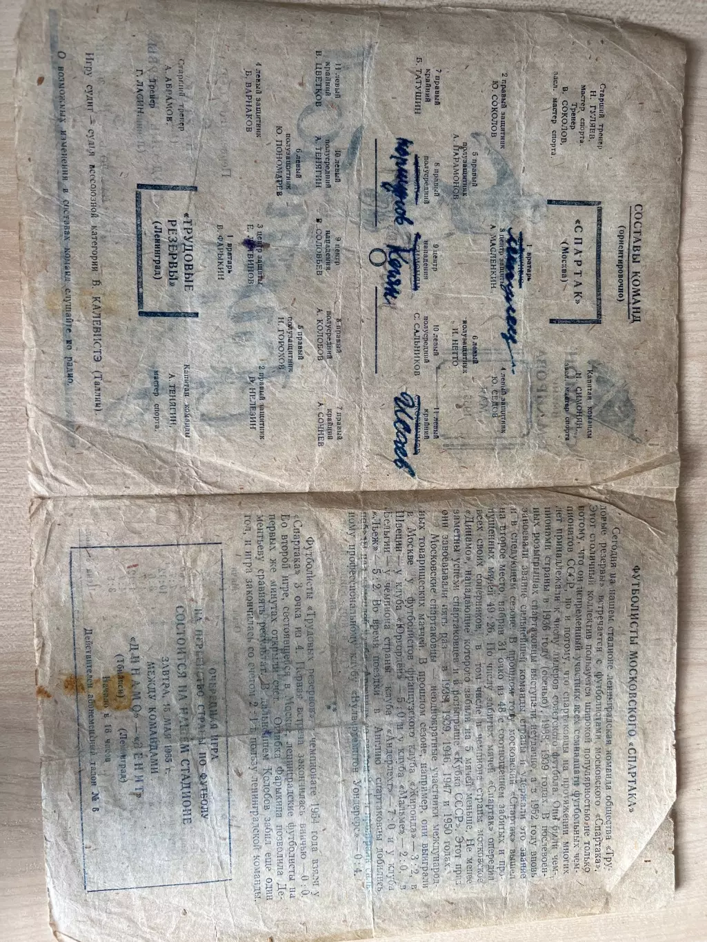 Трудовые Резервы Ленинград - Спартак Москва 1955 1