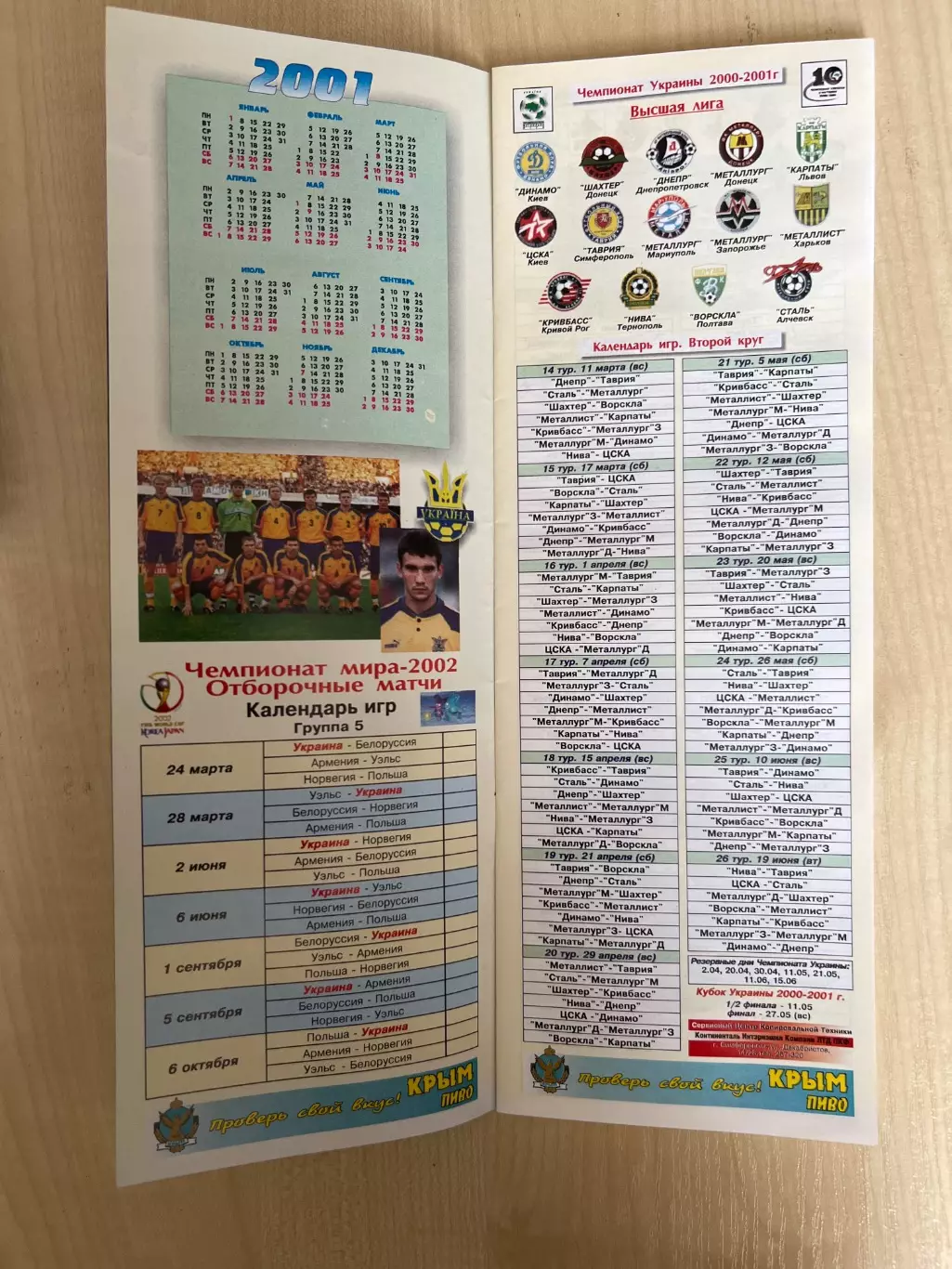 Буклет 2001 Крым, Симферополь. Футбол день за днем 1