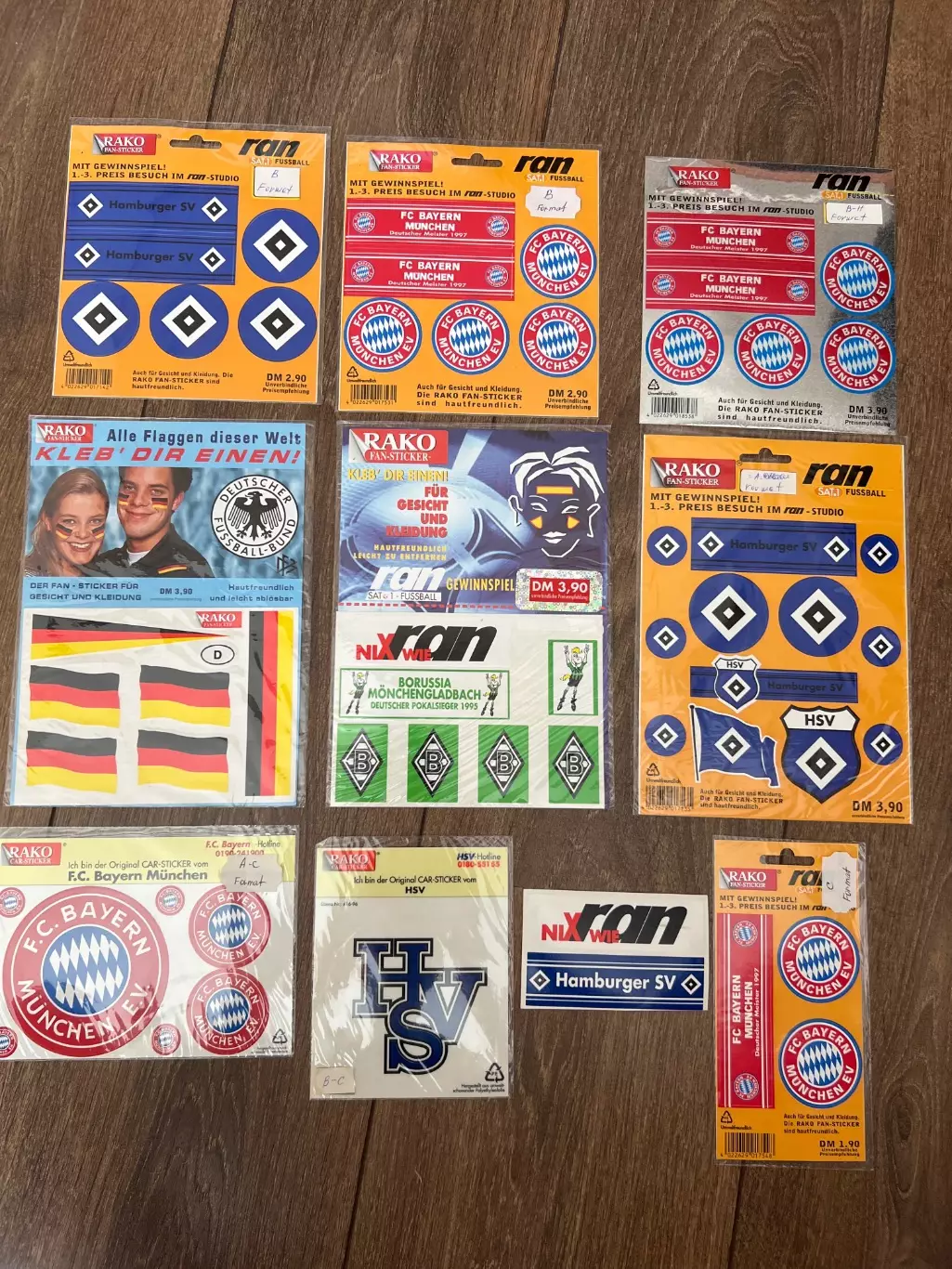 Наклейка набор - Бавария, Гамбург, Боруссия, Германия