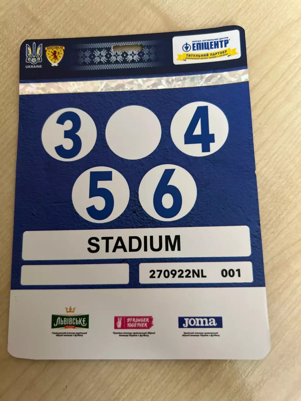 Билет пропуск Украина - Шотландия 2022 #8