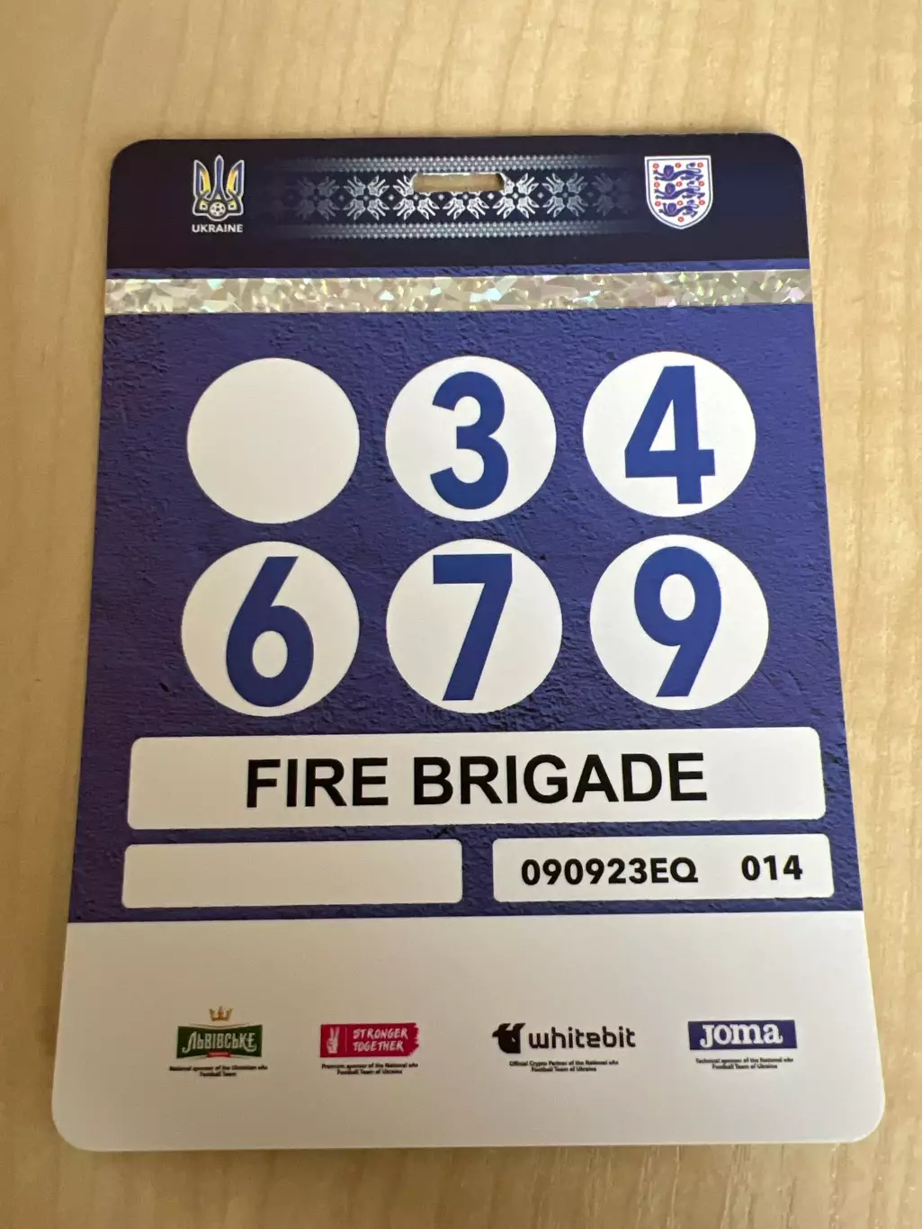 Билет пропуск Украина - Англия 2023 #3