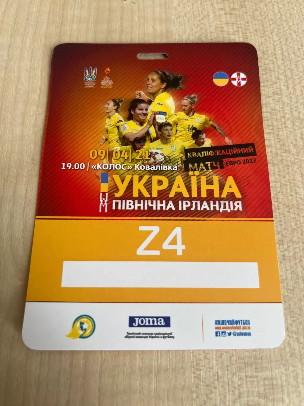 Билет пропуск 2 Украина - Северная Ирландия 2021 женские