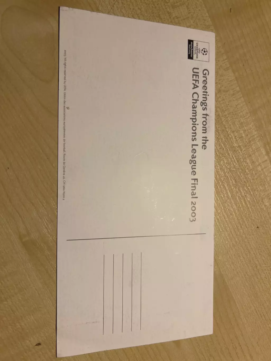 Открытка Ювентус Италия - Милан Италия 2003 ФИНАЛ Лига Чемпионов 1